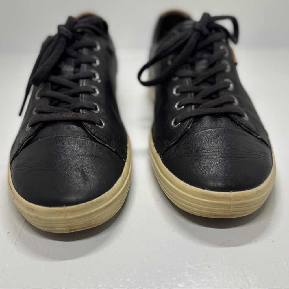 Ecco Soft 7 Black Leather Sneakers Women’s 9 Lace Up Comfort Casual Shoes - Picture 5 of 10